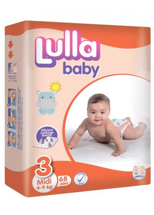 Scutece pentru copii LULLA BABY 3 Midi 4-9 kg 68 buc