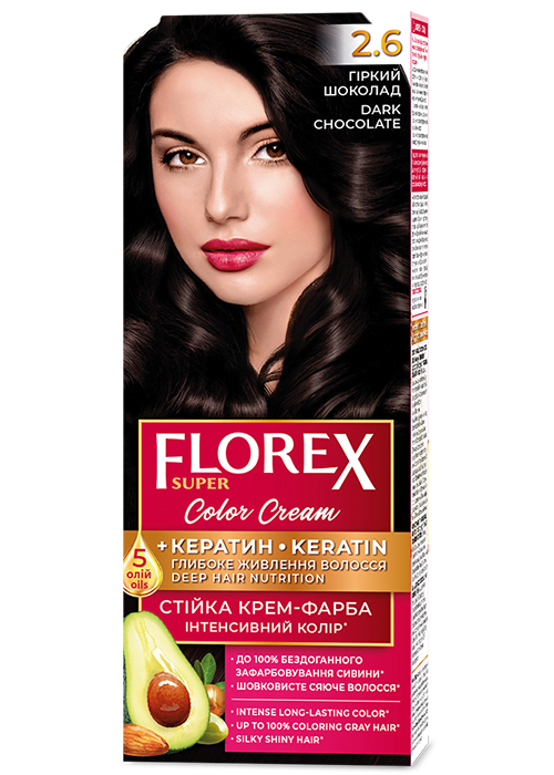 Vopsea pentru par crema FLOREX SUPER №2.6 Ciocolata amara