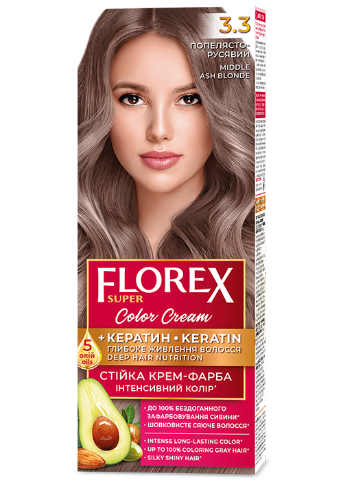 Vopsea pentru par crema FLOREX SUPER №3.3 Blond cenusiu