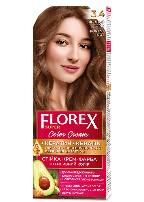 Vopsea pentru par crema FLOREX SUPER №3.4 Aluna
