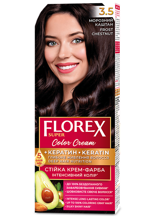 Vopsea pentru par crema FLOREX SUPER №3.5 Castaniu geros