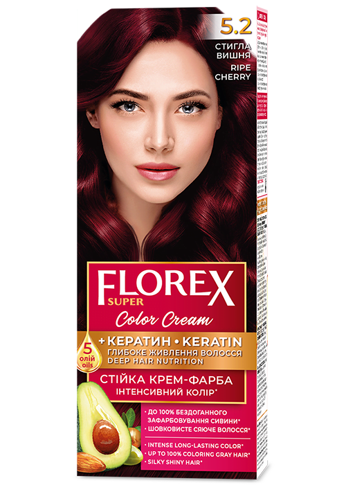 Vopsea pentru par crema FLOREX SUPER №5.2 Rosu rubin