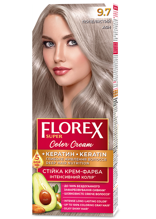 Vopsea pentru par crema FLOREX SUPER №9.7 Argintiu