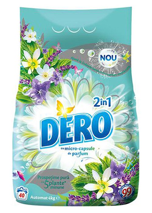 Detergent automat DERO 4 kg 2in1 Iris alb si flori de romanita