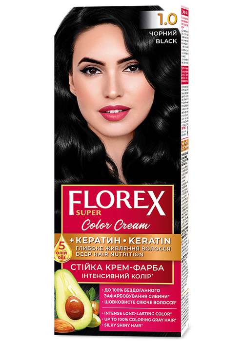 Vopsea pentru par crema FLOREX SUPER №1.0 Negru