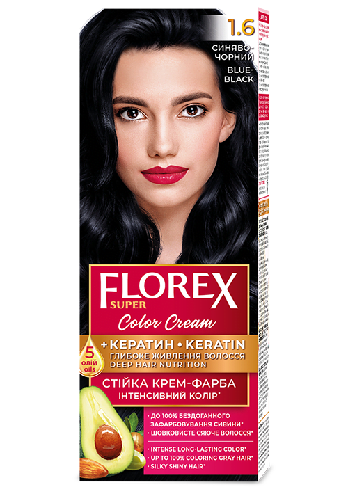 Vopsea pentru par crema FLOREX SUPER №1.6 Negru Albastrui