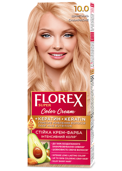 Vopsea pentru par crema FLOREX SUPER №10.0 Sampanie