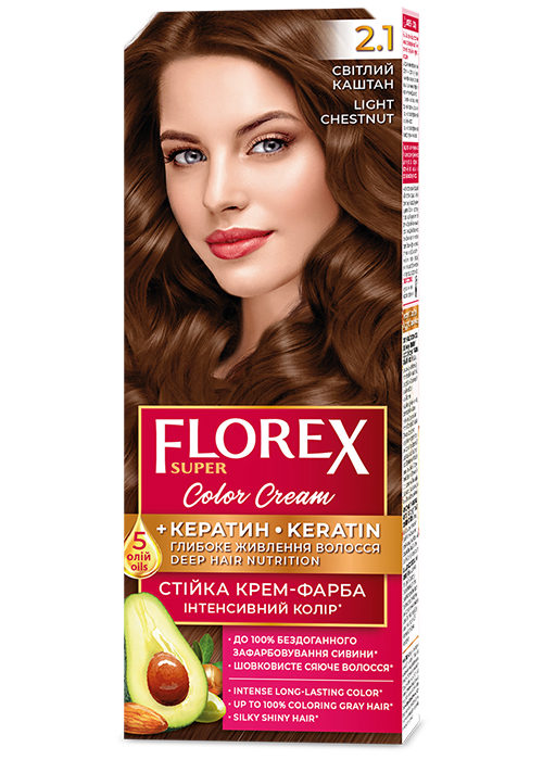 Vopsea pentru par crema FLOREX SUPER №2.1 Castaniu deschis