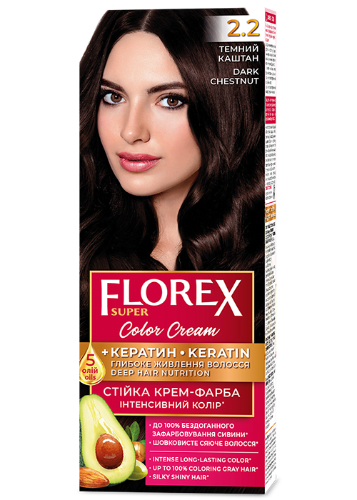 Vopsea pentru par crema FLOREX SUPER №2.2 Castaniu inchis