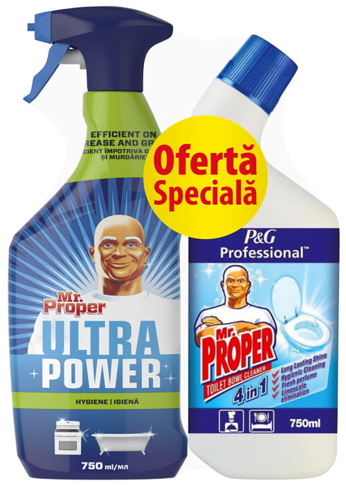 Set Spray universal Mr.PROPER 750 ml Hygienic + Mr.PROPER 750 ml professional
