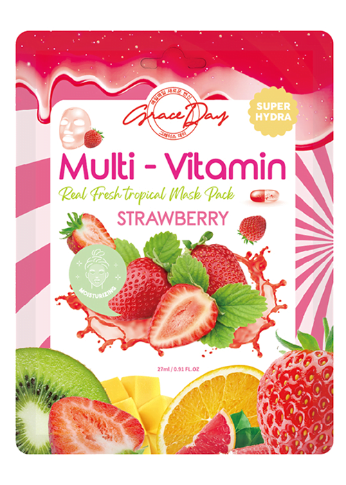 Маска тканевая для лица GRACE DAY Multi-vitamin 27 мл Клубничная