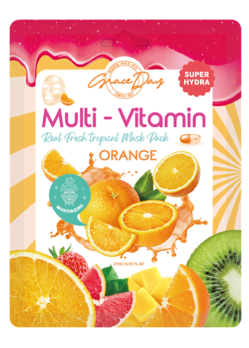 Masca de tesatura pentru fata GRACE DAY Multi-vitamin 27 ml Portocal