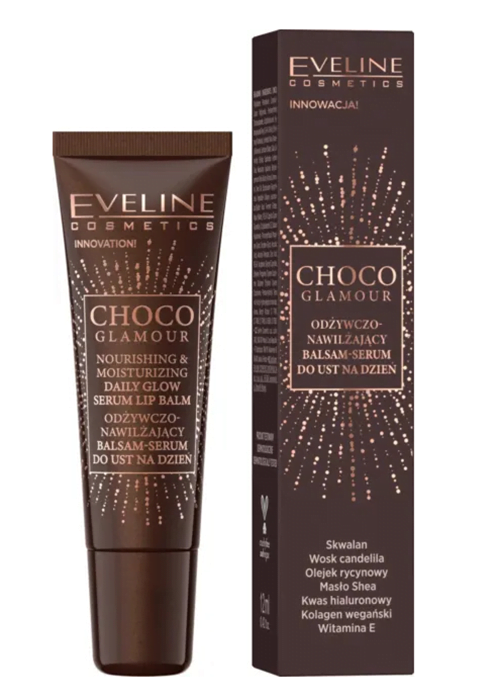 Бальзам-сыворотка для губ EVELINE EV Choco Glamour 12 мл Питательно-увлажняющий
