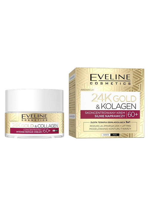 Крем для лица EVELINE 24K Gold & Collagen 50 мл 60+ Восстанавливающий
